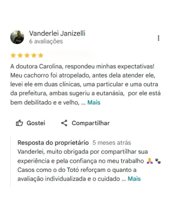 Avaliação de tutor no Google